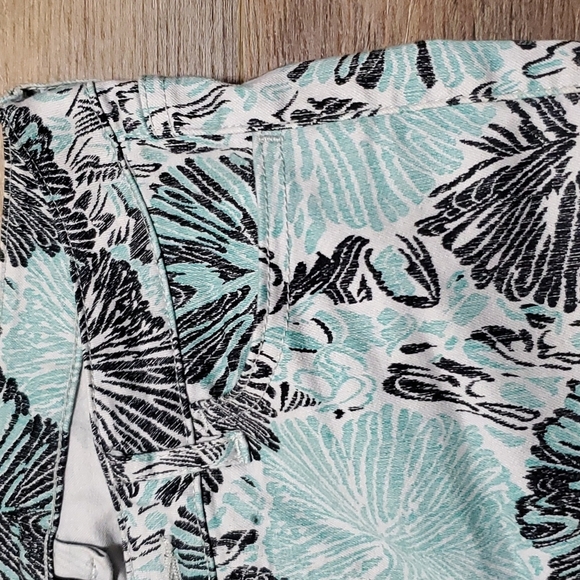 Suno turquoise crop jeans floral abstract pockets - Picture 3 of 8